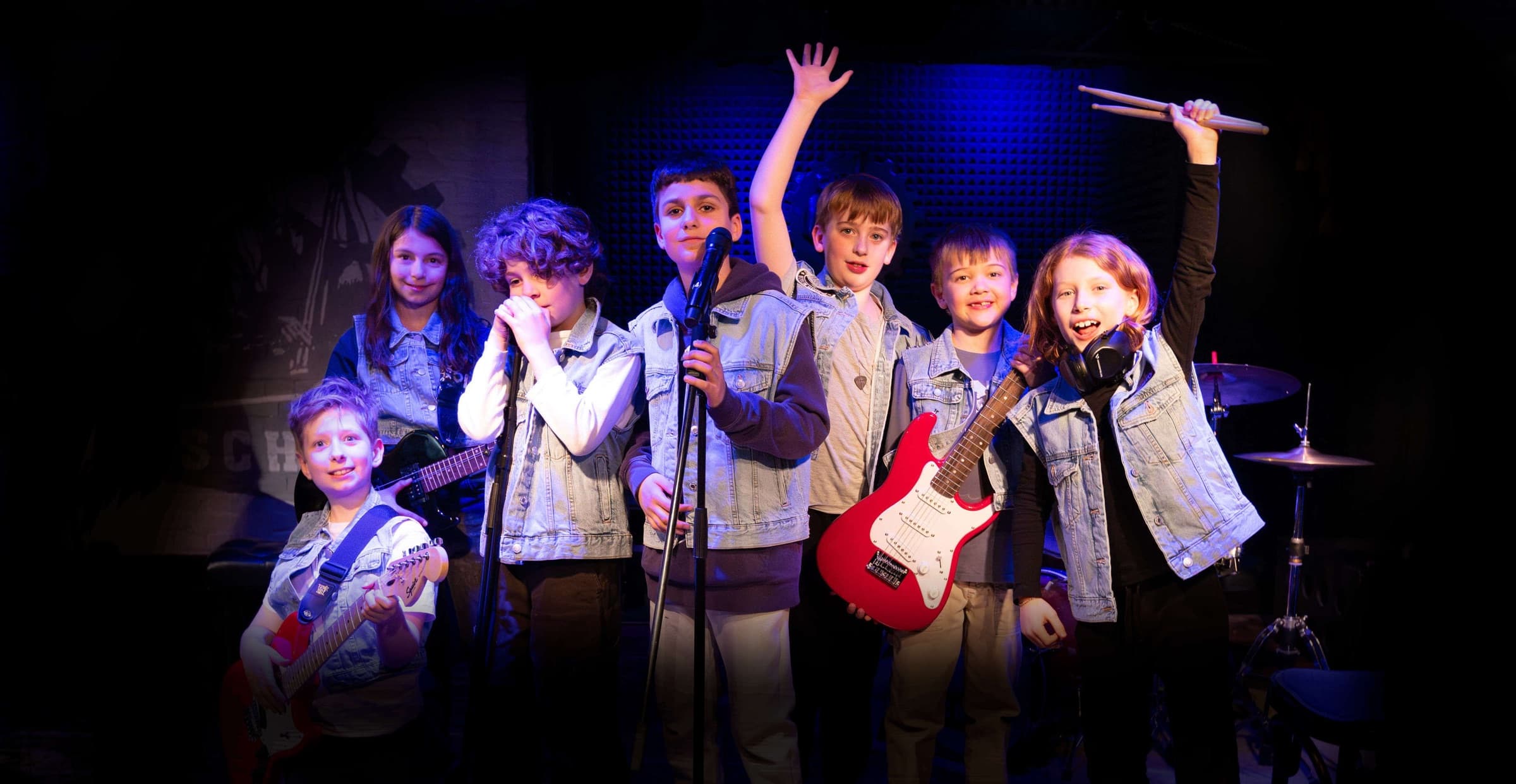 Kids band on stage at Rock Academy